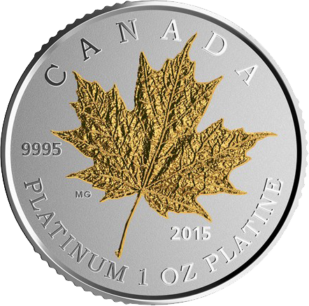 Maple Leaf Forever 1oz Platin Proof Gilded