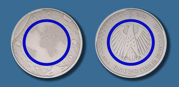 5-Euro-Sammlermünze „Planet Erde“ — Münz-Neuheit mit blauem Ring