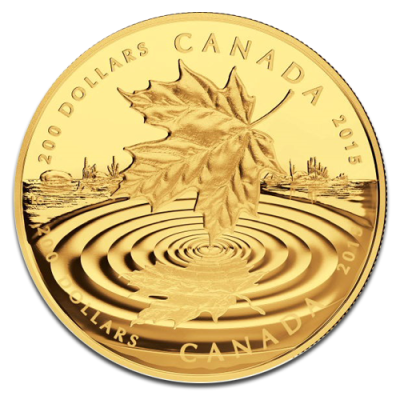 2015 Maple Leaf Reflection Canada 1oz Proof Gold $200