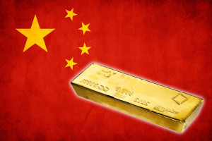 China-Flagge Goldbarren