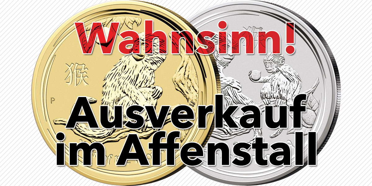 Perth Mint Lunar II Affe ausverkauft — Lunar II „Jahr des Affen 2016“ 1 oz Gold und Silber — SOLD OUT