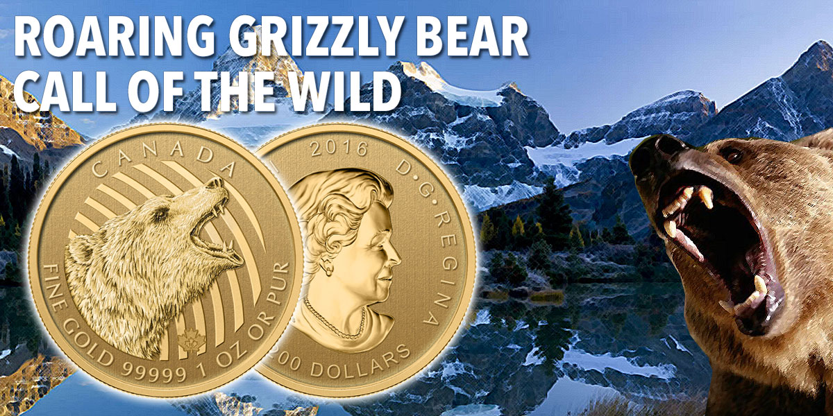 Call Of The Wild — Roaring Grizzly 1oz Gold 2016 Goldmünze
