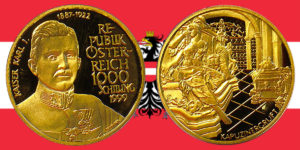 1000 Schilling in Gold Kaiser Karl I. in der Serie Schicksale im Hause Habsburg