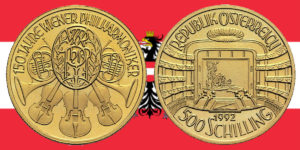500 Schilling in Gold Staatsoper in der Serie 150 Jahre Wiener Philharmoniker