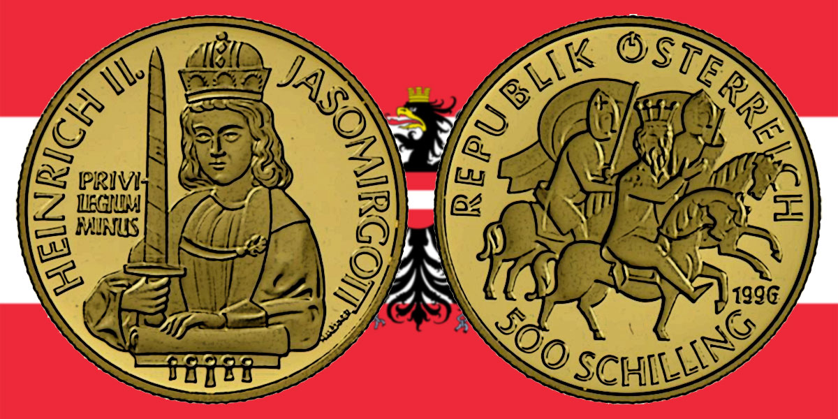 500 Schilling in Gold Heinrich II. Jasomirgott in der Serie 1000 Jahre Österreich-Millenium