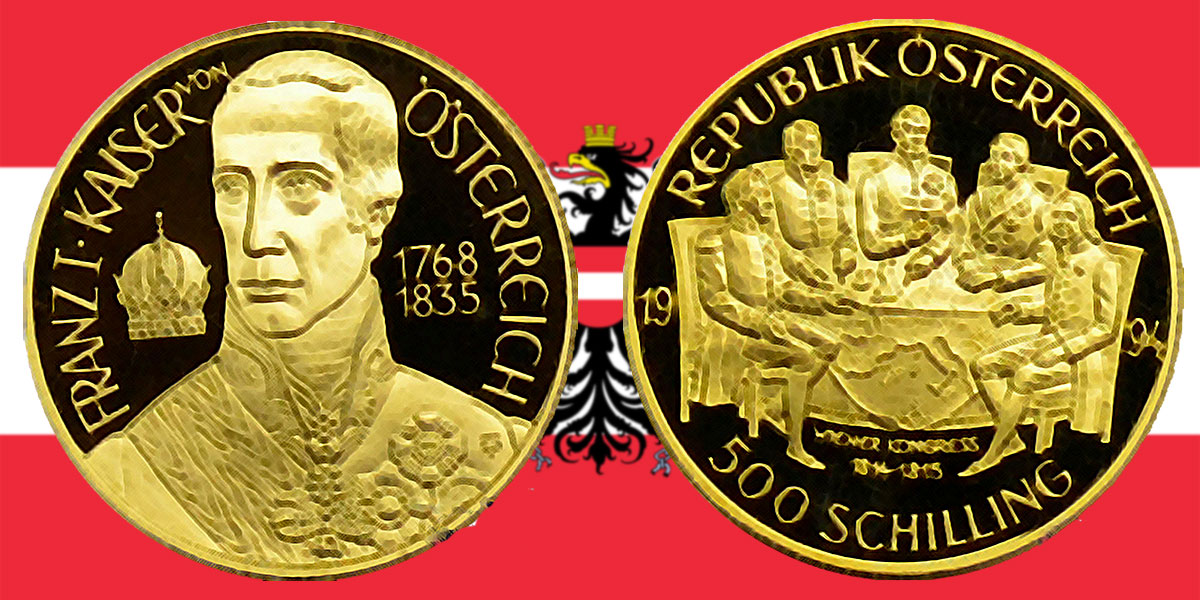 500 Schilling in Gold Wiener Kongress in der Serie 1000 Jahre Österreich-Millenium