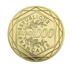 Face-Value-Goldmuenze 1000 Euro Hahn