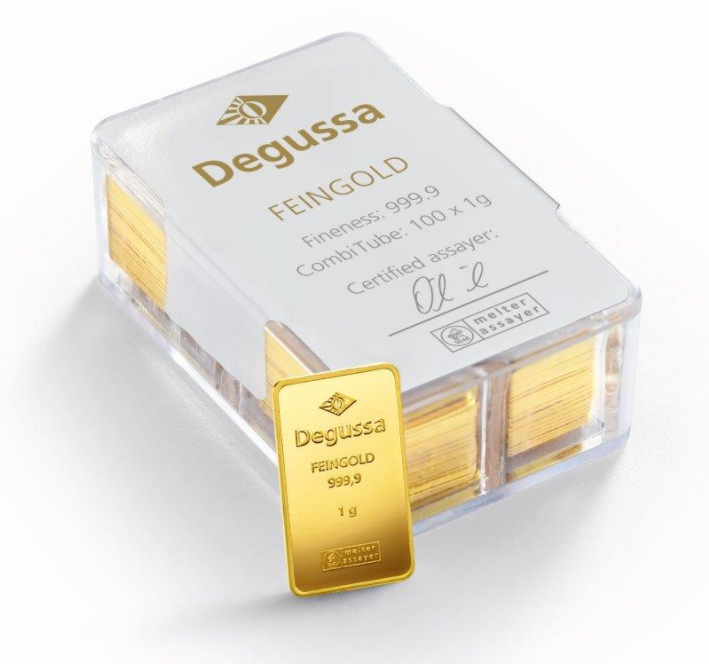 Degussa bringt CombiTube® auf den Markt — 100 x 1 Gramm Goldbarren für den Krisenfall