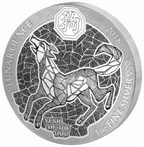 1 oz Ruanda Lunar Silber Hund 2018 — Ruanda Lunar Silbermünzen Serie