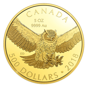5oz goldmünze great horned owl 2018 canada