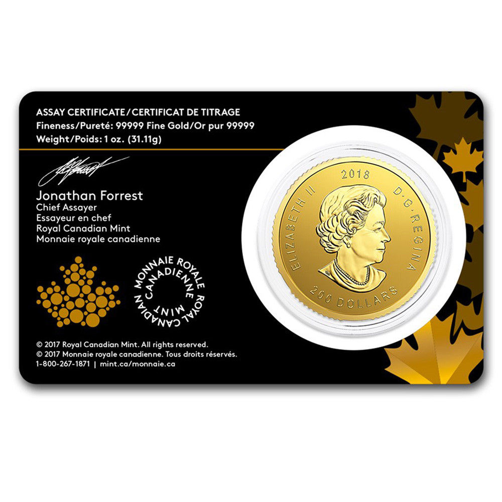 Rückseite des Blisters mit der Goldmünze Adler 1oz Gold 2018