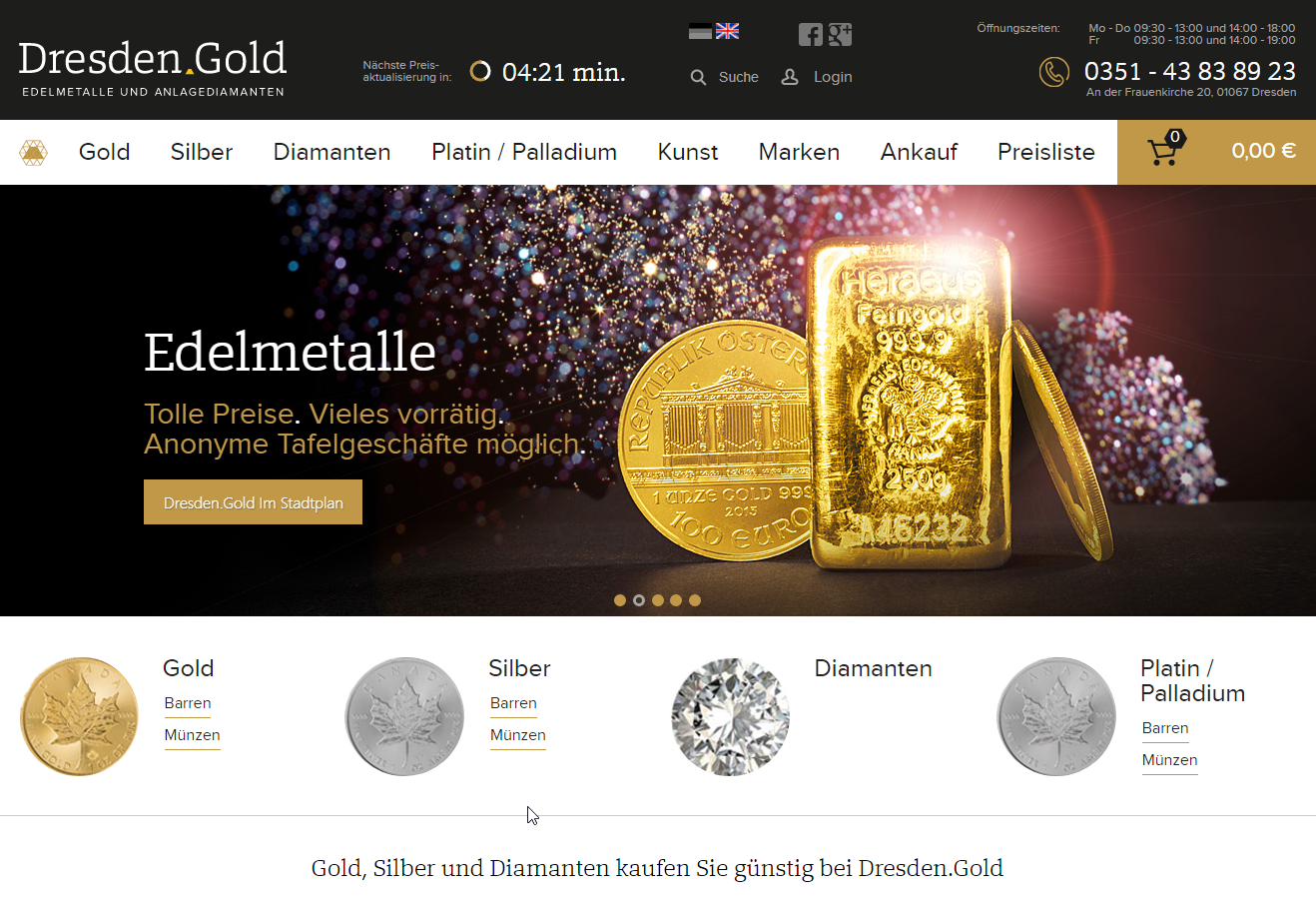 Dresden.Gold GmbH — Edelmetalle und Diamanten zu günstigen Konditionen