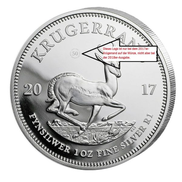 Krügerrand 2017 Silber mit Jubiläums-Logo