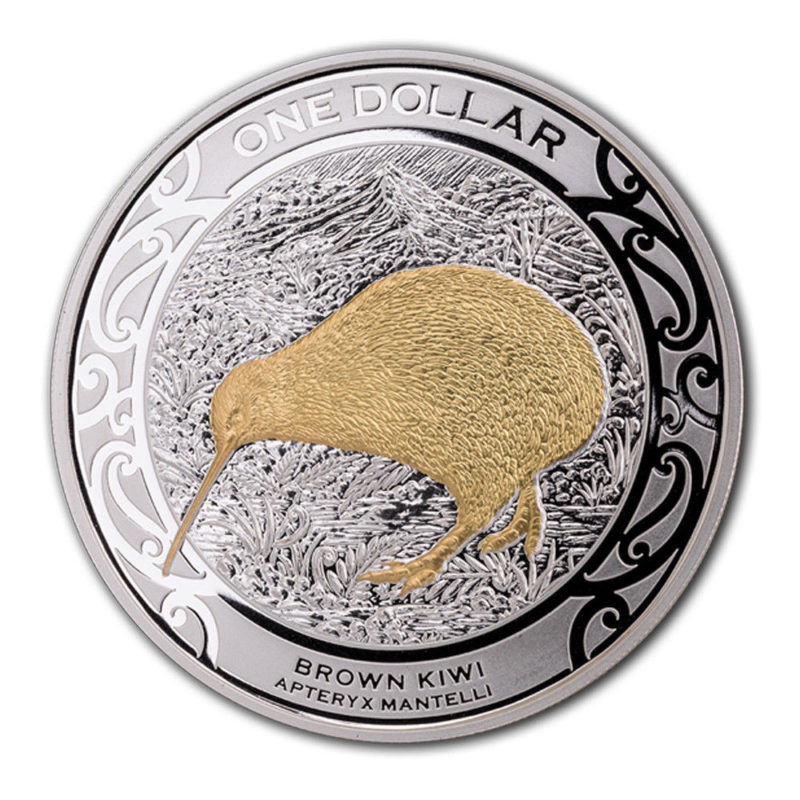 kiwi 2019 proof silber pp vergoldet