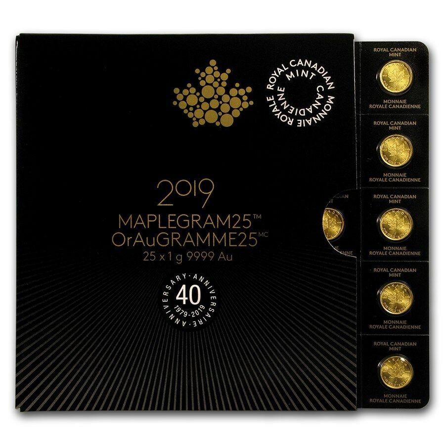 Maple Leaf 1 Gramm Goldmünzen im Maplegram 2019