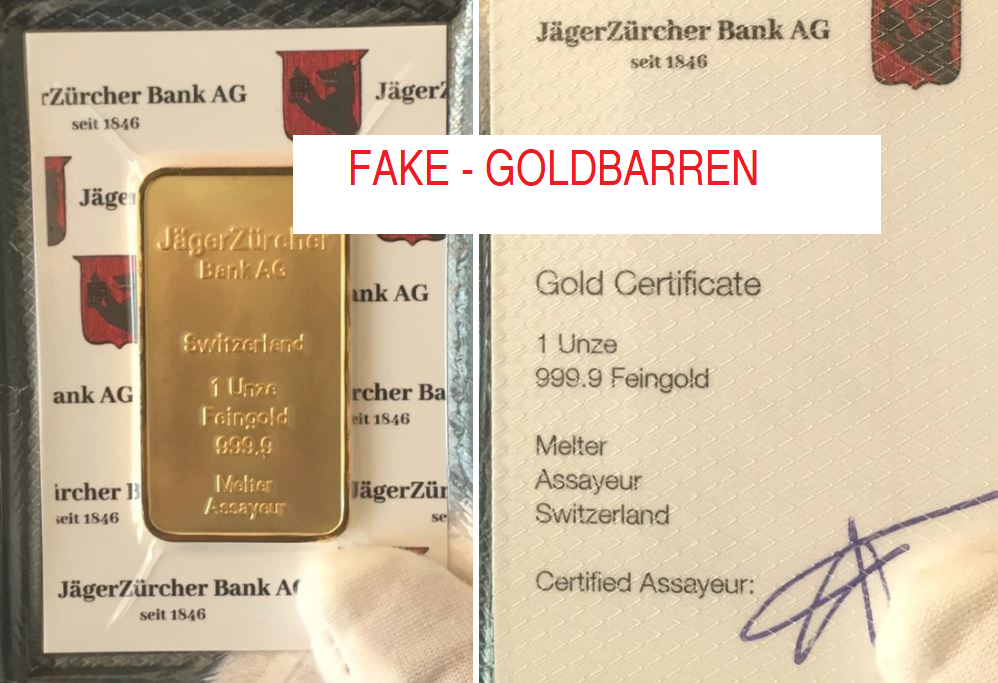 Jäger Zürcher Bank Goldbarren (Fake)