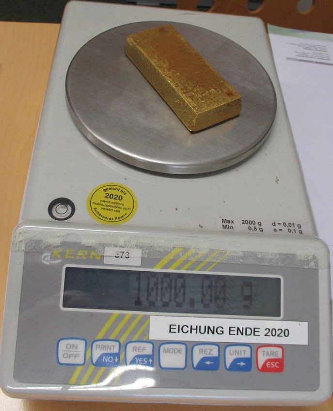 Goldbarren 1kg Waage