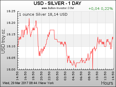 1 Tages Silberpreis Chart in Euro