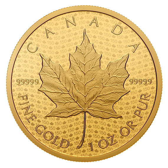 Maple Leaf 2017 99999 Goldmünze — Rückseite — Canada 150 Iconic Maple Leaf Reverse